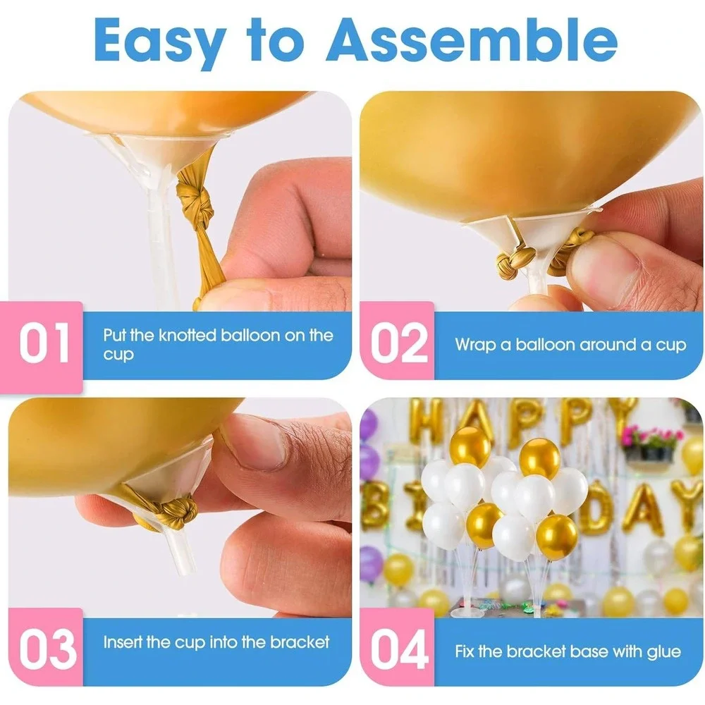 4 Pack Clear Balloon Stand Kit Table Centerpiece for Party Decor